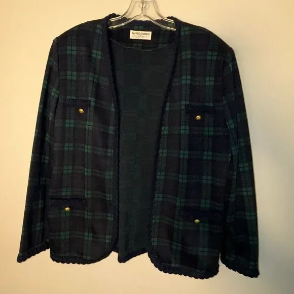 Alfred Dunner Vintage Plaid Jacket – Size 10 – Made in USA – Gold Button Trim - Picture 2 of 11